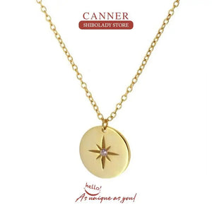 925 Silver Necklace Women Round Card Star Eyes Choker Pendant