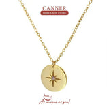 925 Silver Necklace Women Round Card Star Eyes Choker Pendant