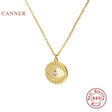 925 Silver Necklace Women Round Card Star Eyes Choker Pendant