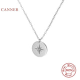 925 Silver Necklace Women Round Card Star Eyes Choker Pendant