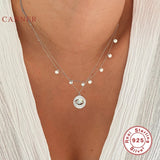 925 Silver Necklace Women Round Card Star Eyes Choker Pendant
