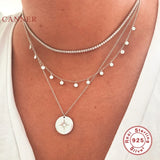 925 Silver Necklace Women Round Card Star Eyes Choker Pendant