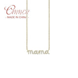 925 Silver Mama Letter Pendant Necklace with Cubic Zircon