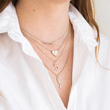 925 Silver Mama Letter Pendant Necklace with Cubic Zircon