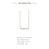 925 Silver Mama Letter Pendant Necklace with Cubic Zircon