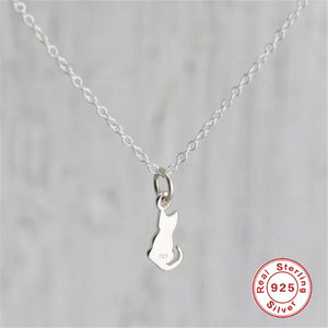 925 Sterling Silver Cat Necklace Silver Chain Chokers Necklace