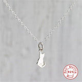 925 Sterling Silver Cat Necklace Silver Chain Chokers Necklace