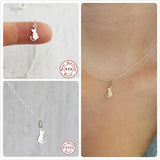925 Sterling Silver Cat Necklace Silver Chain Chokers Necklace