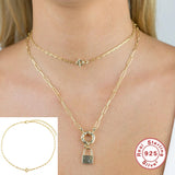 925 Silver Necklace Women Metal Chain Choker Collar Jewelry
