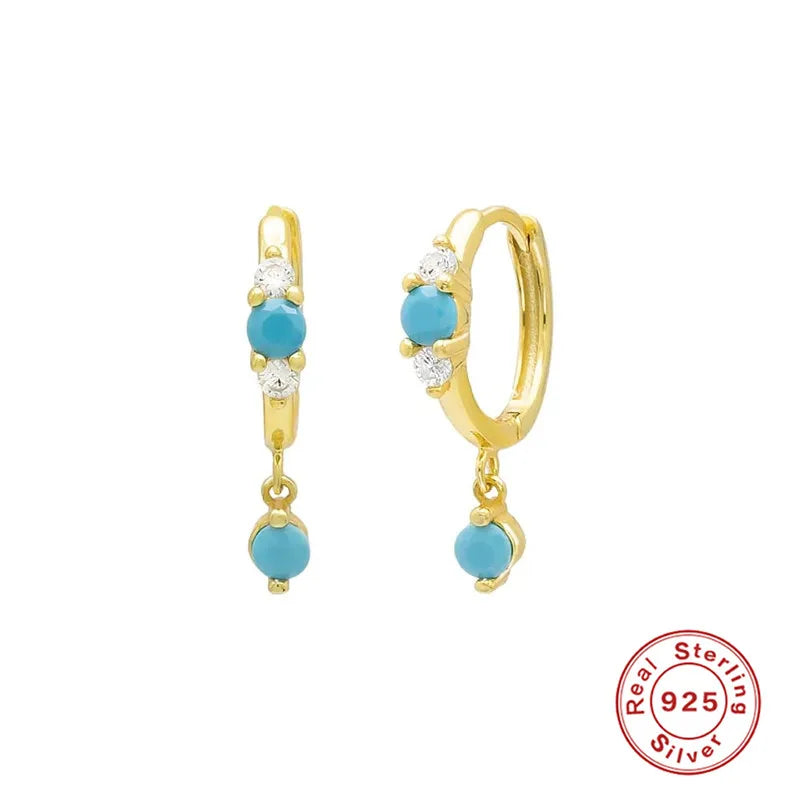 925 Sterling Silver Turquoise Drop Earrings