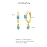 925 Sterling Silver Turquoise Drop Earrings