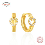 925 Silver Geometric Heart Earrings 18K Jewelry Gift