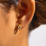 925 Silver Geometric Heart Earrings 18K Jewelry Gift