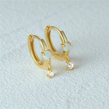 Sterling Silver Opal Zircon Hoop Earrings Women 18K Ear Bone Fine Jewelry