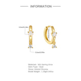 Sterling Silver Opal Zircon Hoop Earrings Women 18K Ear Bone Fine Jewelry