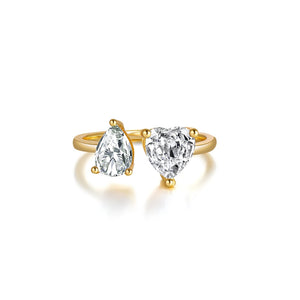 925 Silver Ring with Zircon Adjustable Band