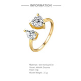 925 Silver Ring with Zircon Adjustable Band