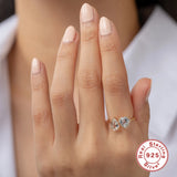 925 Silver Ring with Zircon Adjustable Band