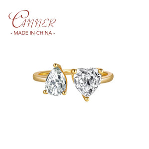 925 Silver Ring with Zircon Adjustable Band