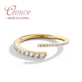 925 Silver Opening Ring w/ Cubic Zircon Adjustable Size
