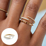 925 Silver Opening Ring w/ Cubic Zircon Adjustable Size