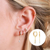 925 Silver Pearl Cross Dangle Earrings Geometric Piercing Jewelry