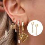 925 Silver Pearl Cross Dangle Earrings Geometric Piercing Jewelry