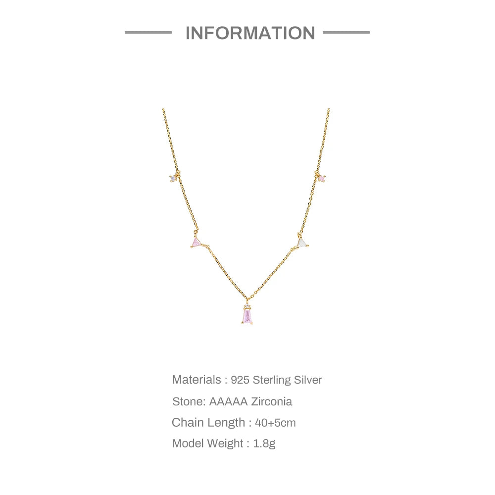 925 Silver Pendant Geometric Stacked Zircon Necklace