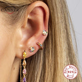 925 Silver Colorful Zircon Hoop Earrings for Women