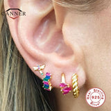 925 Silver Colorful Zircon Hoop Earrings for Women