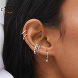 925 Silver Colorful Zircon Hoop Earrings for Women