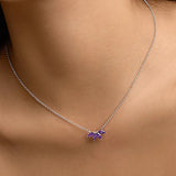 925 Silver Petal Horse Eye Zircon Pendant Necklace for Women