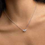 925 Silver Petal Horse Eye Zircon Pendant Necklace for Women