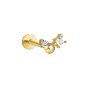 925 Silver Flower CZ Cartilage Stud Earrings