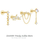 925 Silver Flower CZ Cartilage Stud Earrings