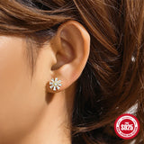 925 Silver Flower CZ Cartilage Stud Earrings