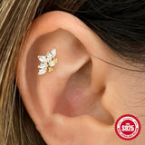 925 Silver Flower CZ Cartilage Stud Earrings