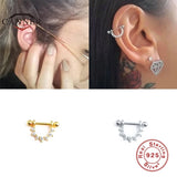 925 Silver U-shaped Zircon Stud Earrings Women's Ear Bone Nails Jewelry