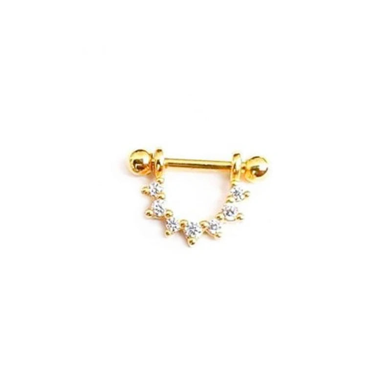 925 Silver U-shaped Zircon Stud Earrings Women's Ear Bone Nails Jewelry