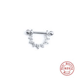 925 Silver U-shaped Zircon Stud Earrings Women's Ear Bone Nails Jewelry