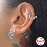 925 Silver U-shaped Zircon Stud Earrings Women's Ear Bone Nails Jewelry