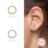 925 Silver Bling Zircon Cartilage Stud Earrings For Woman Girl