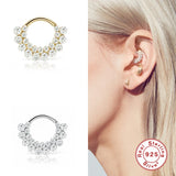 925 Silver Bling Zircon Cartilage Stud Earrings For Woman Girl