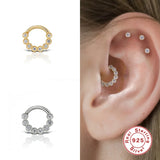 925 Silver Bling Zircon Cartilage Stud Earrings For Woman Girl