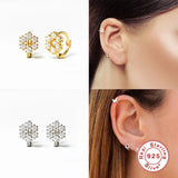 925 Silver Ear Bone Buckle Zircon Snowflake Star Moon Cross Hoop Earrings