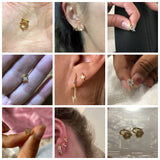 925 Silver Ear Bone Buckle Zircon Snowflake Star Moon Cross Hoop Earrings