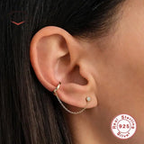 925 Silver Piercing Stud Huggie Earrings Round Cartilage Earings