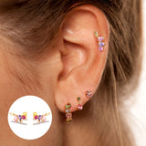 925 Silver Plated Colorful Crystal Earrings Wedding Jewelry