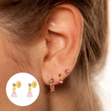 925 Silver Plated Colorful Crystal Earrings Wedding Jewelry