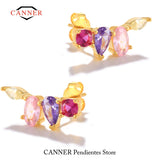 925 Silver Plated Colorful Crystal Earrings Wedding Jewelry
